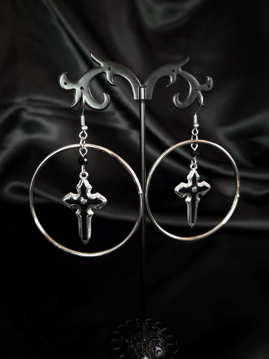 SACRED - Cross hoop earrings