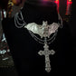 The Bell Tower - Gothic bat and cross necklace