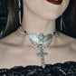 The Bell Tower - Gothic bat and cross necklace