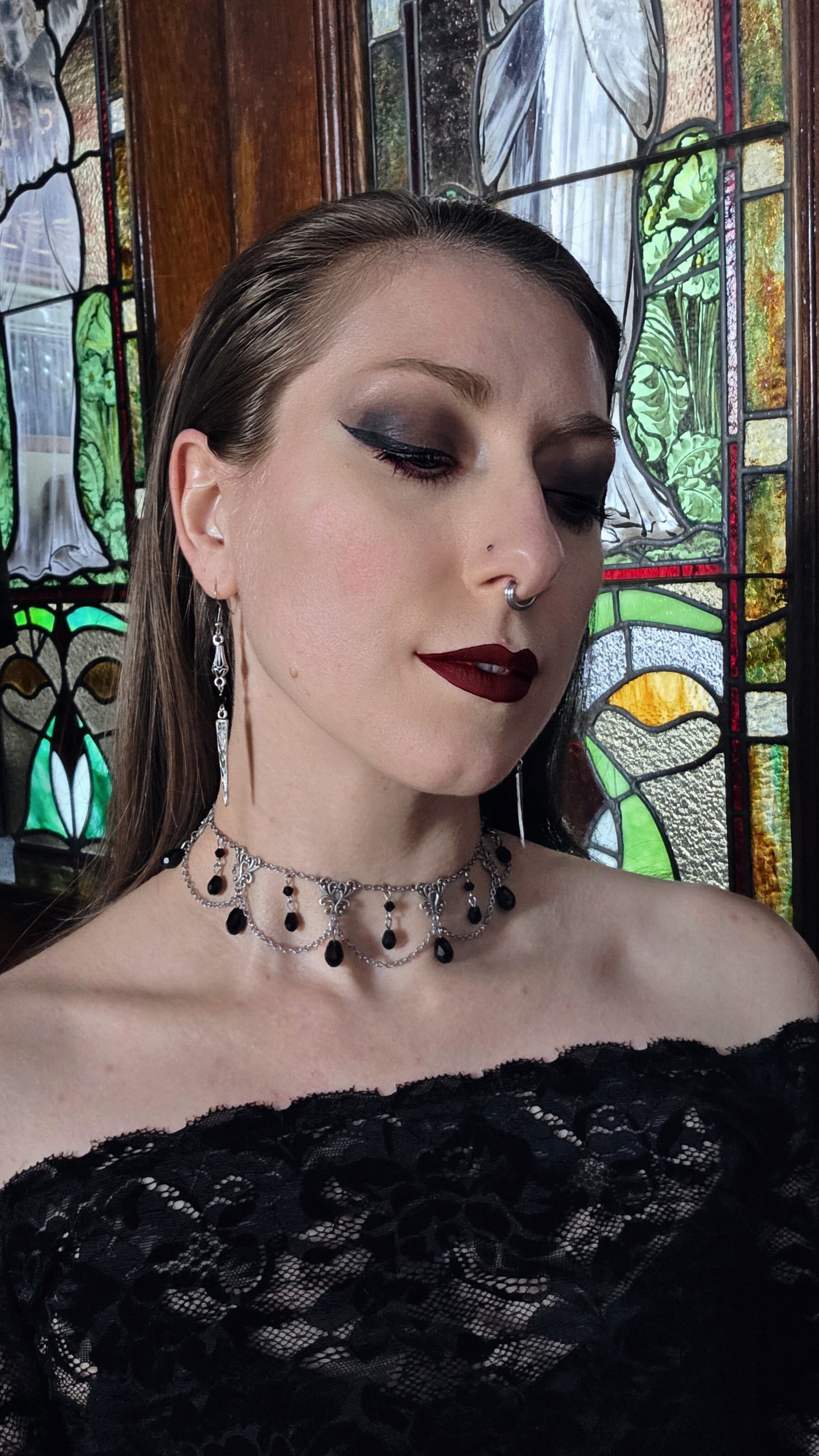 Midnight Veil - Black cascade necklace
