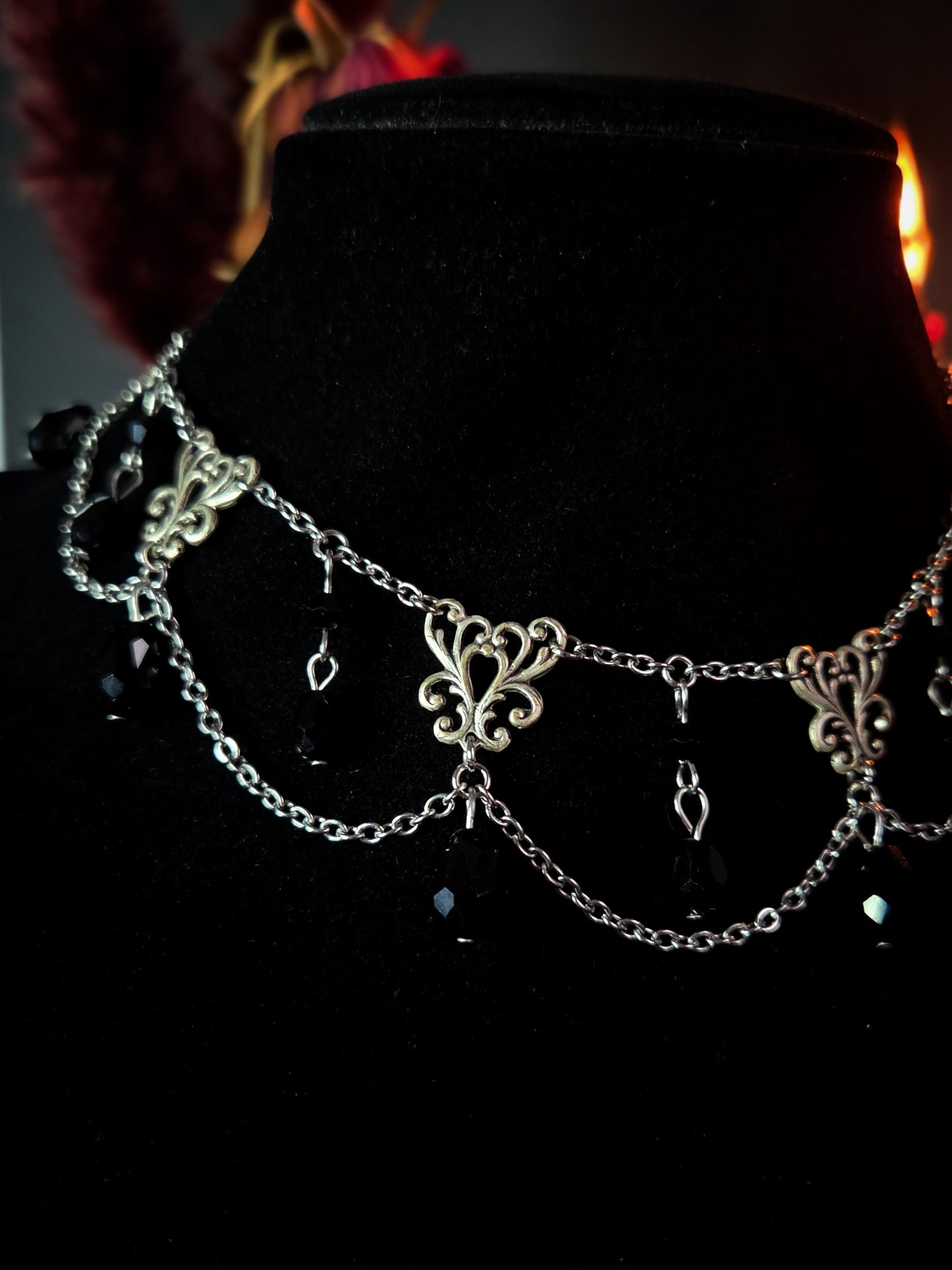 Midnight Veil - Black cascade necklace