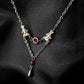 SANGUINE red gothic drop necklace