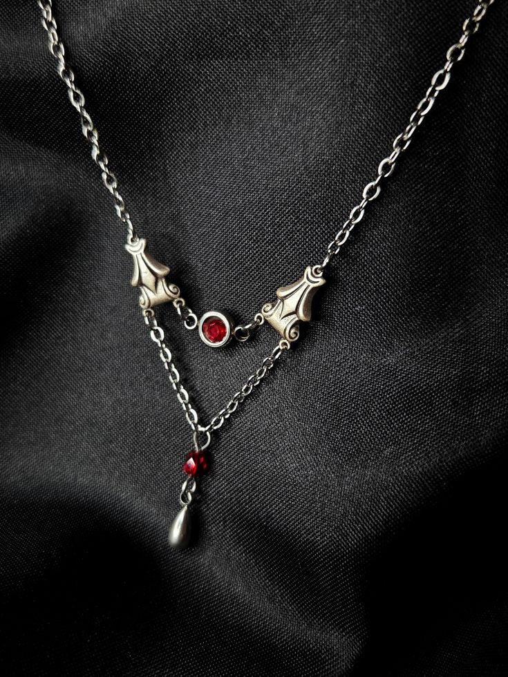 SANGUINE red gothic drop necklace