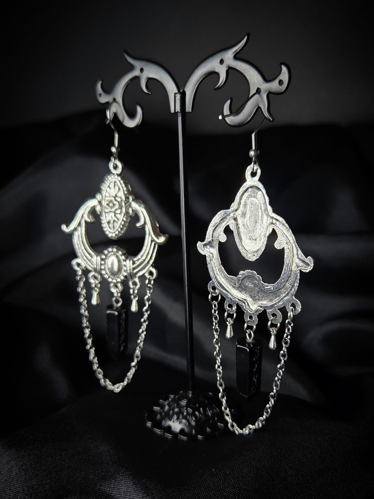 GODDESS Gothic onyx chandelier earrings