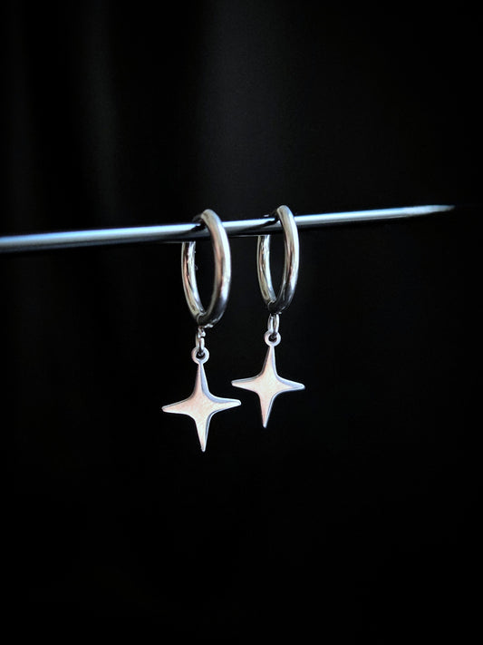 Spark stainless star clicker earrings