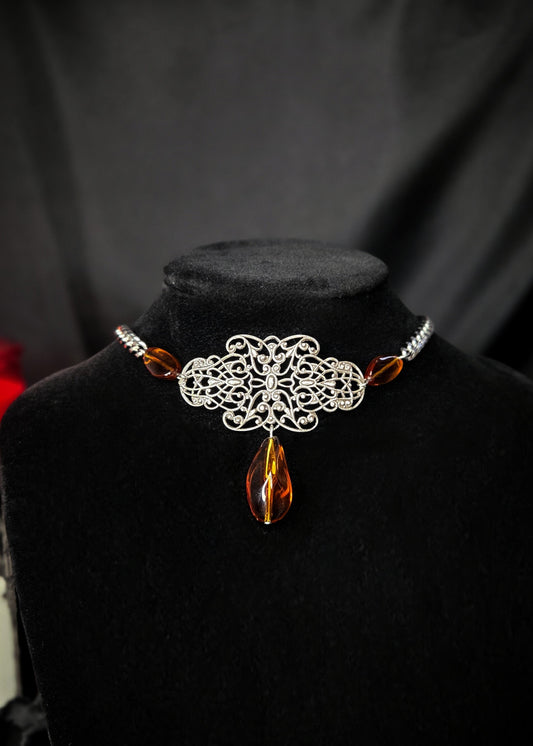 Amber filigree necklace