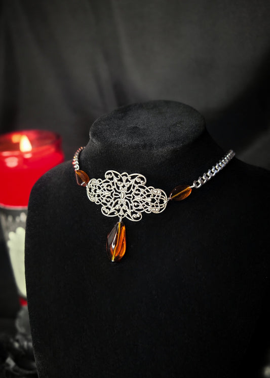 Amber filigree necklace