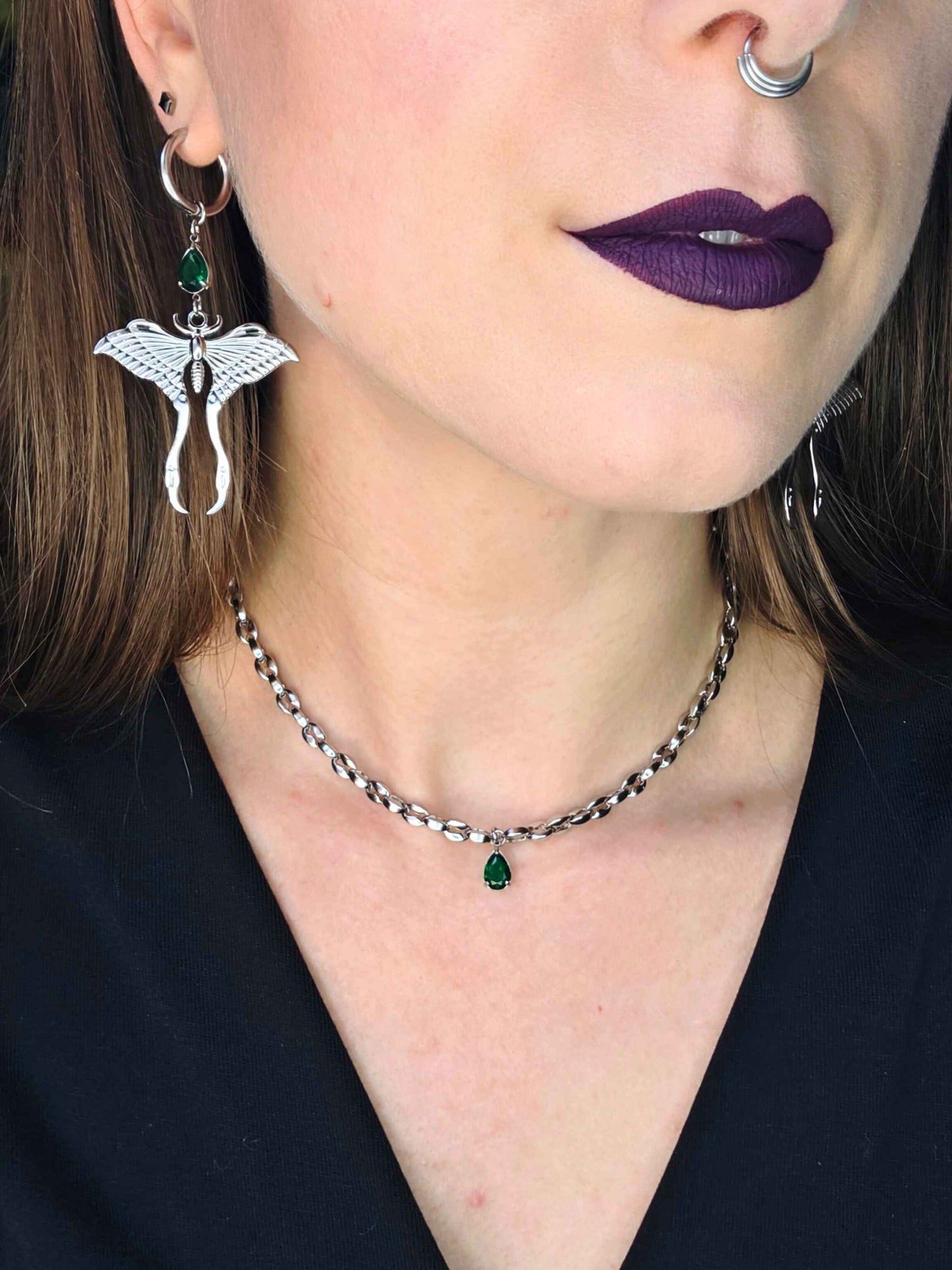NOCTURNA Moth earrings -green