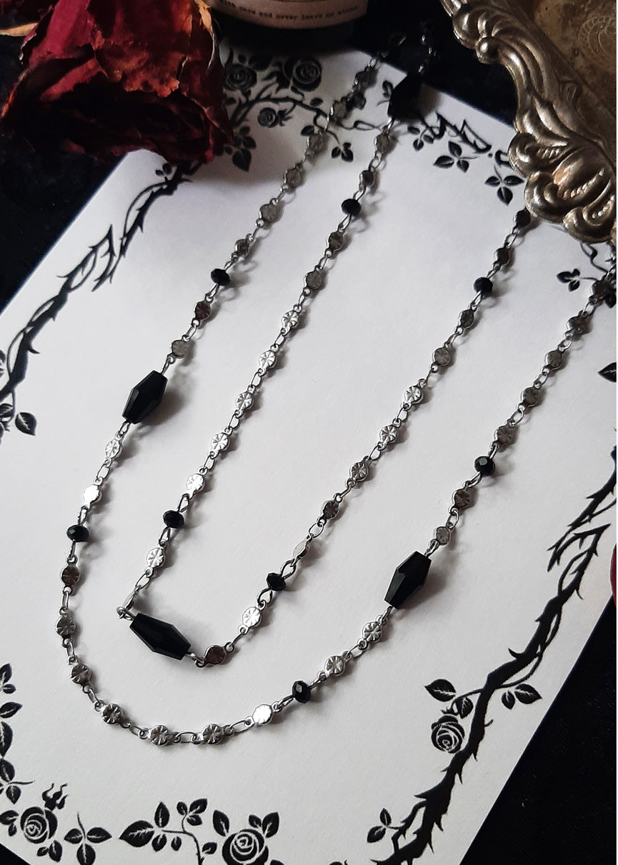Long beaded chain necklace