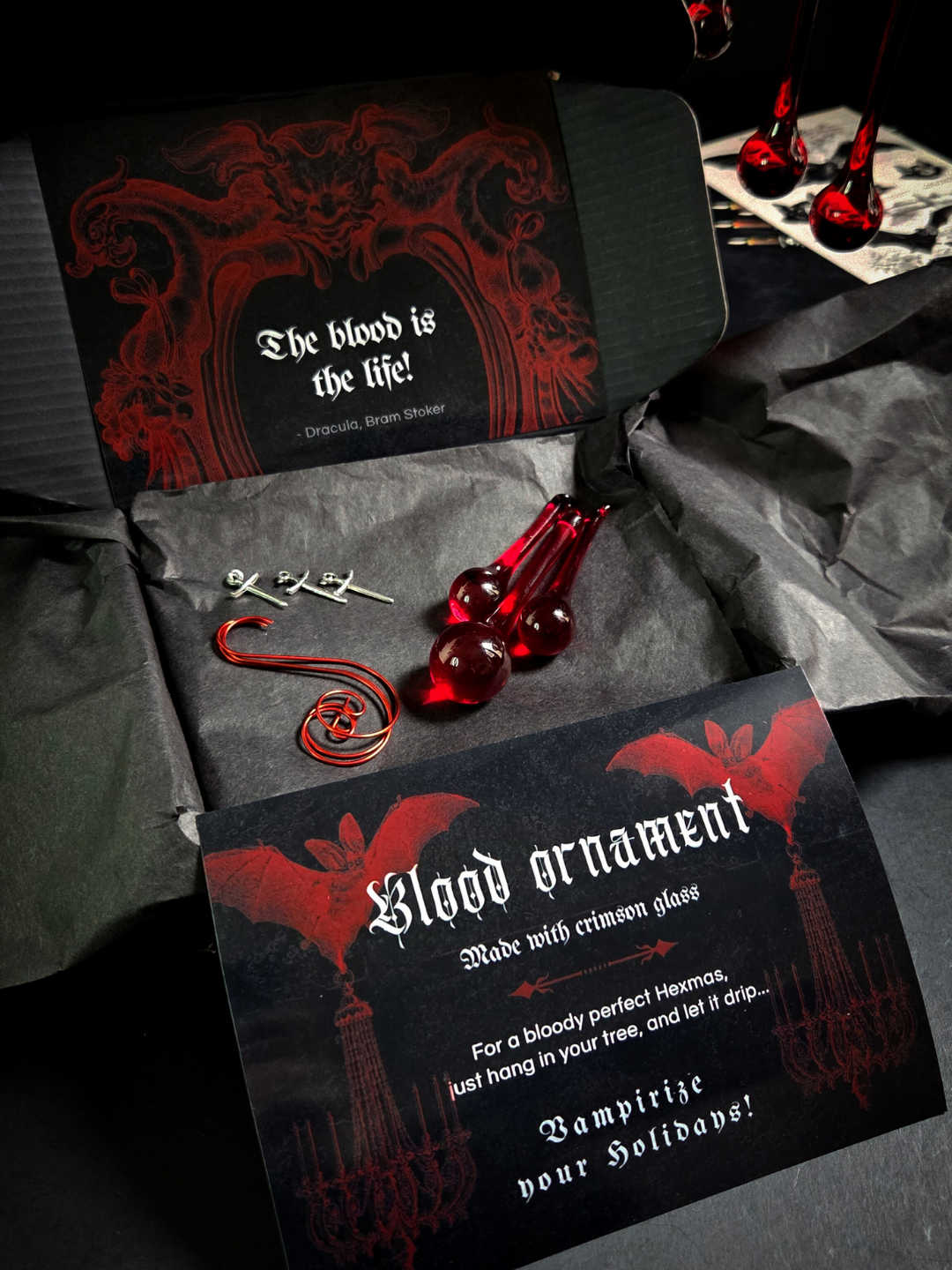 Blood drip ornaments