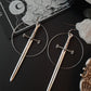 Silver swords hoop earrings- Thick hoops