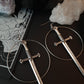 Silver swords hoop earrings- Thick hoops