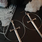 Silver swords hoop earrings- Thin hoops
