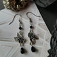 Gothic rose and black crystal earrings