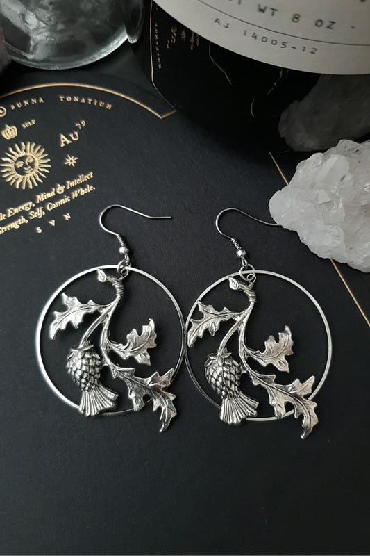 Thistles floral hoops earrings