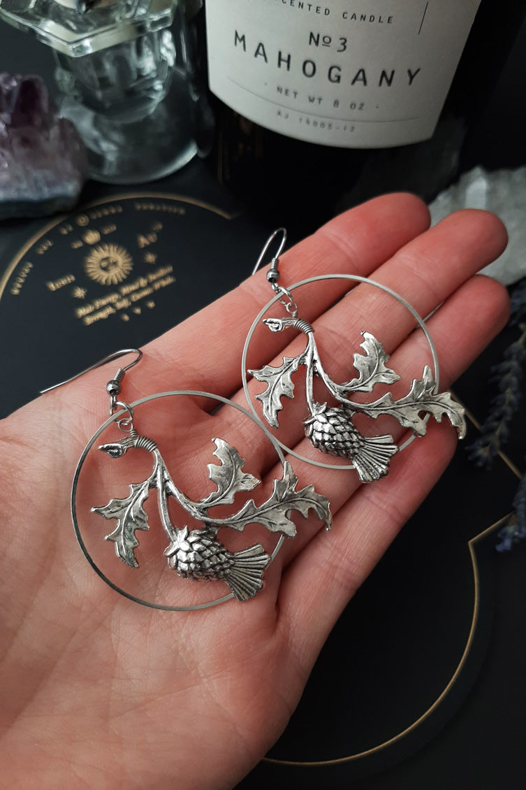 Thistles floral hoops earrings