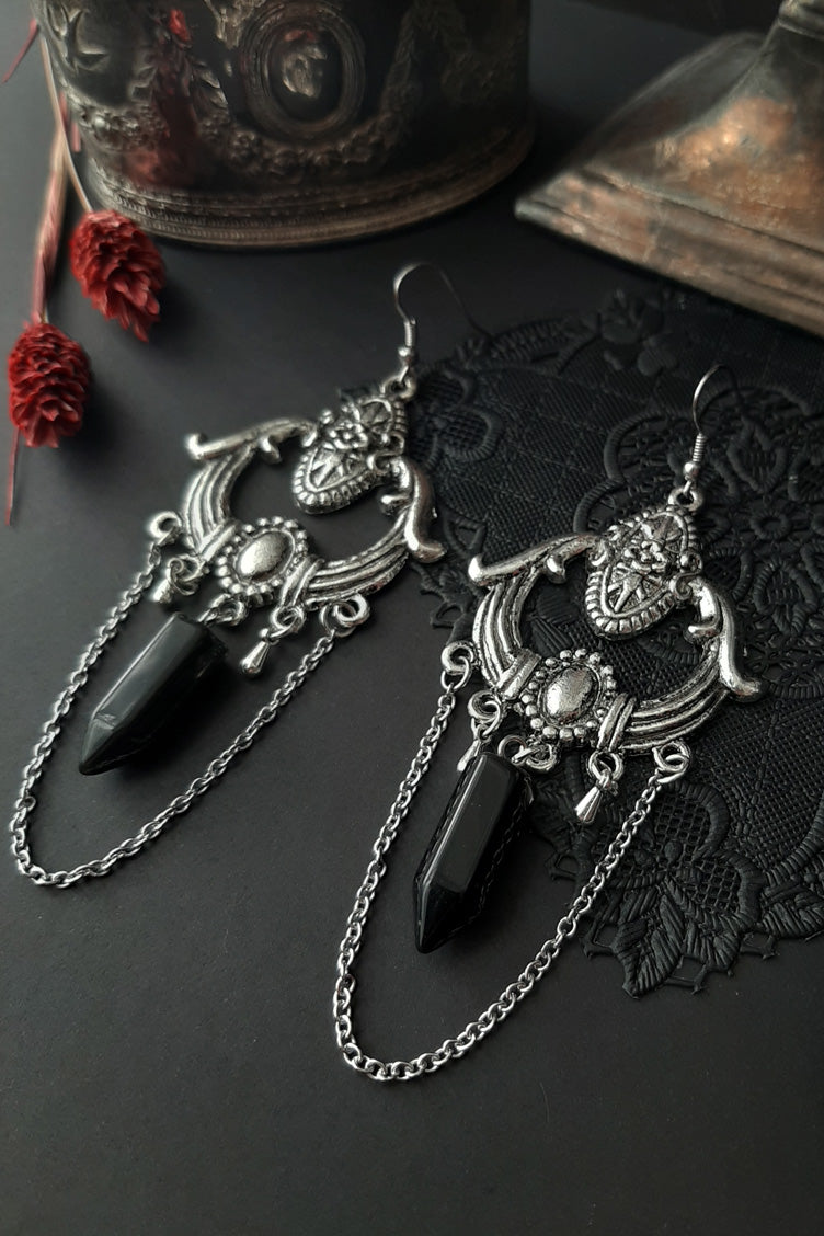 Goddess Gothic onyx chandelier earrings