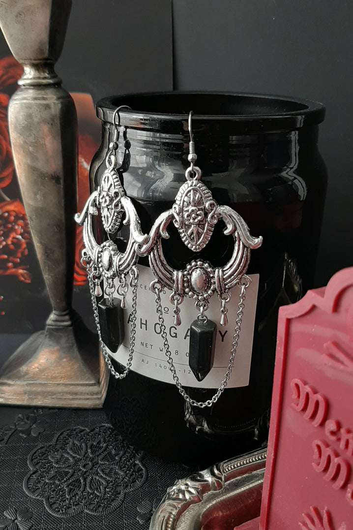 Goddess Gothic onyx chandelier earrings – equinoxart