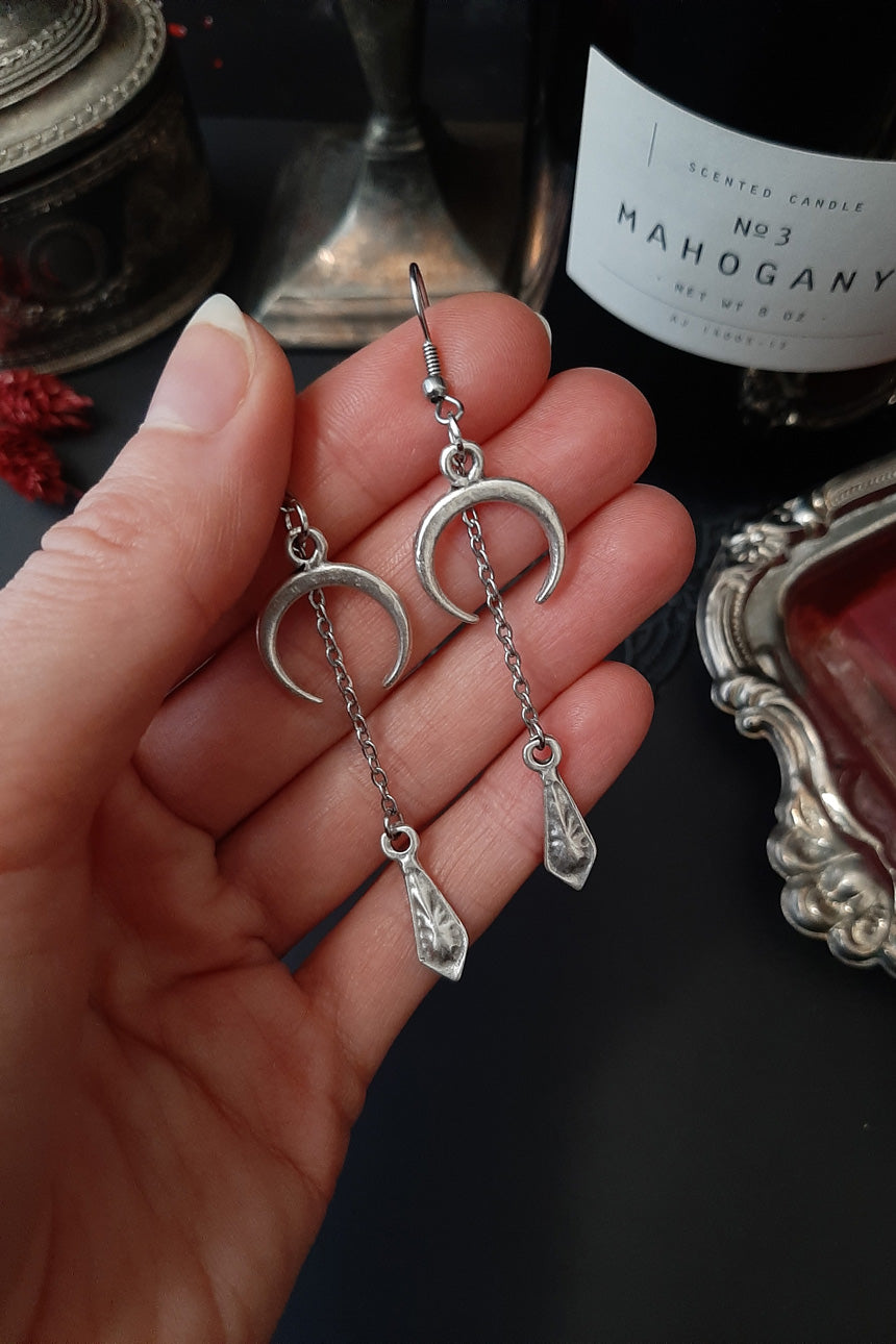 Moon spark silver chain earrings
