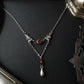 Red garnet gothic architectural drop necklace