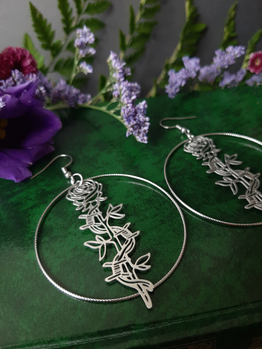 Thorn rose hoops earrings