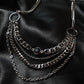Layered black gem chunky chain necklace